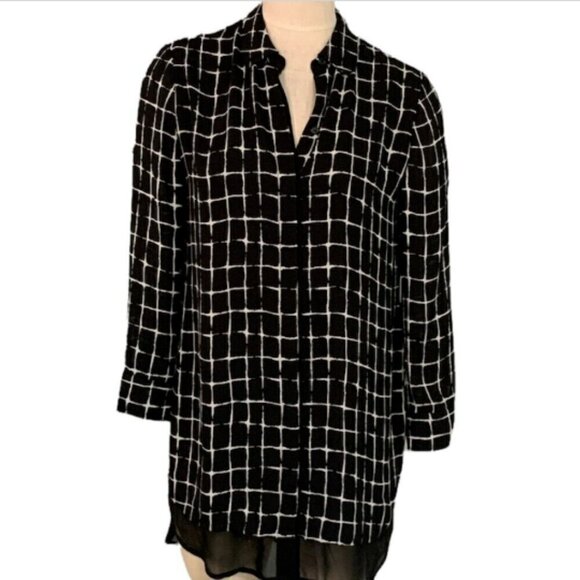 Chico's Black Label Grid Pattern Tunic Top Sz 0 (S/4) #2E - Picture 5 of 14